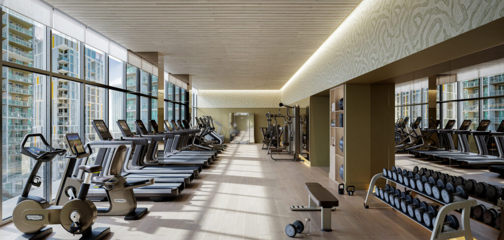 Viceroy Brickell state-of-the-art fitness center with cardio theater and bay views