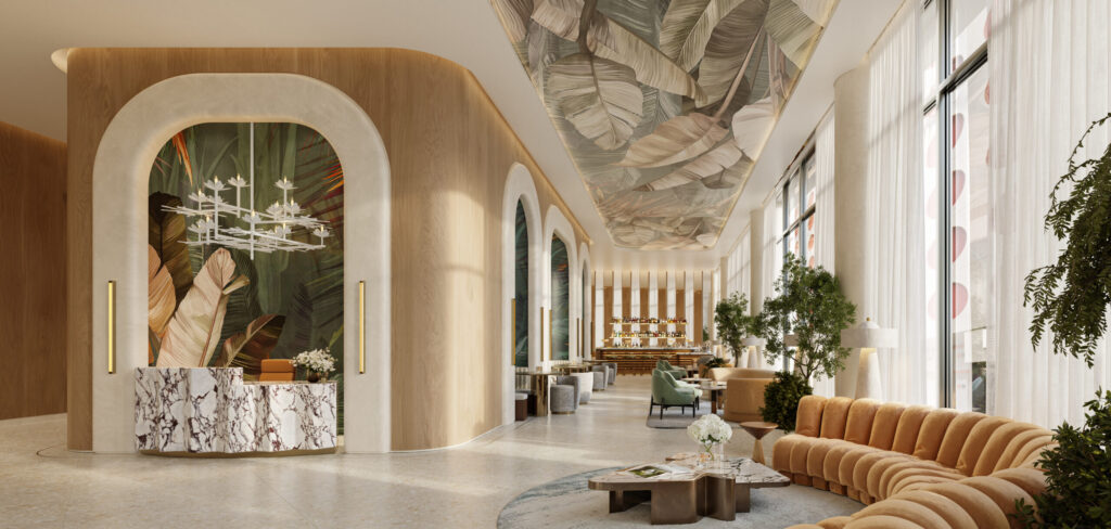 Viceroy Brickell all-glass lobby entrance with 24-hour concierge desk and valet service