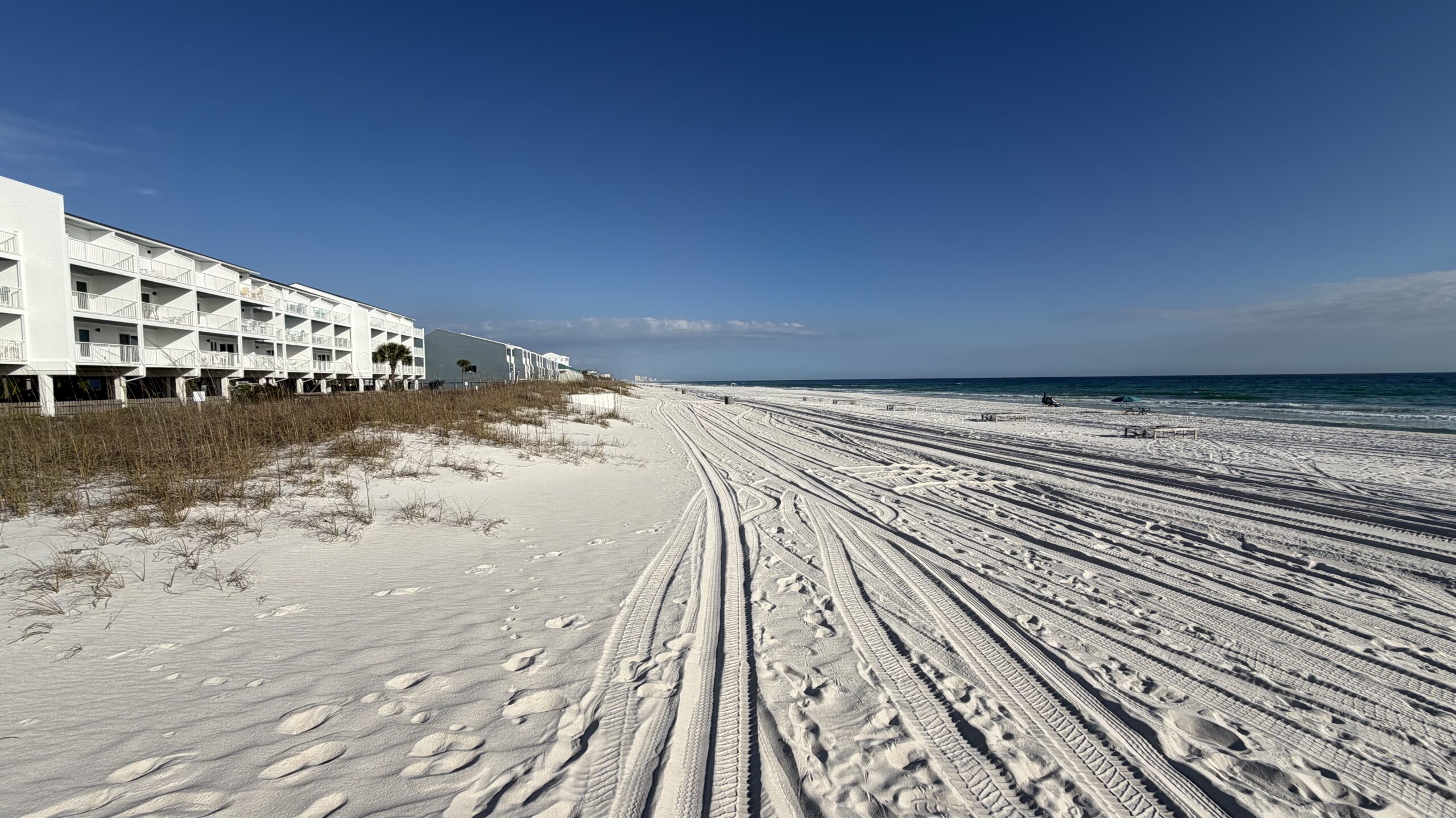 Ramsgate Harbour beachfront condominiums on the Gulf of Mexico with white sand beach and turquoise water, Panama City Beach Florida