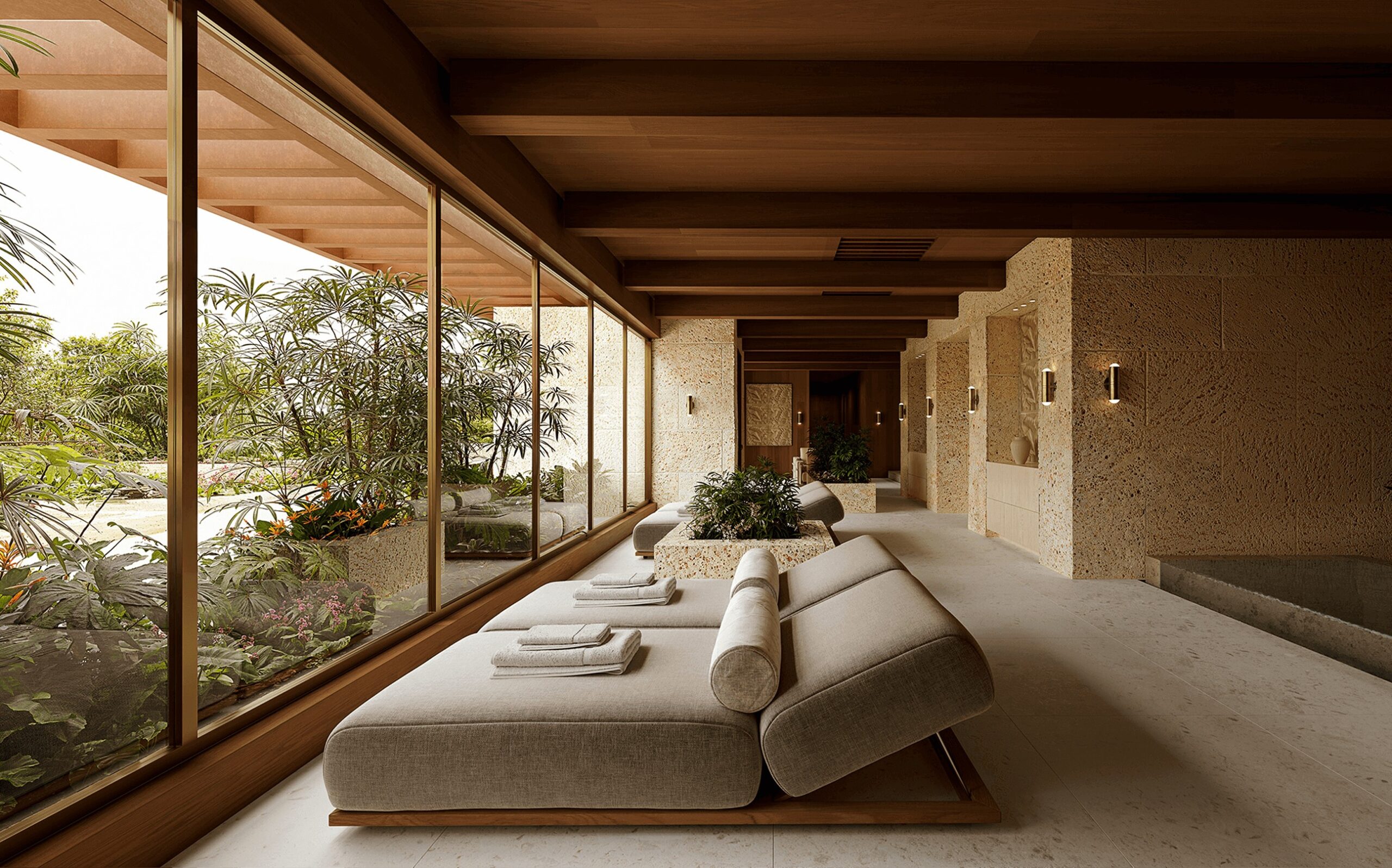 Ziggurat Coconut Grove – Resort pool and hydrotherapy circuit rendering