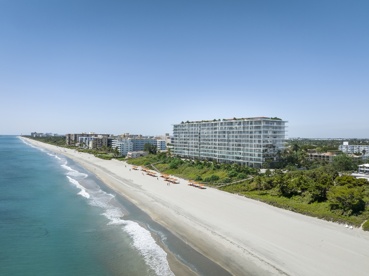 Rosewood Residences Hillsboro Beach aerial rendering of beachfront site