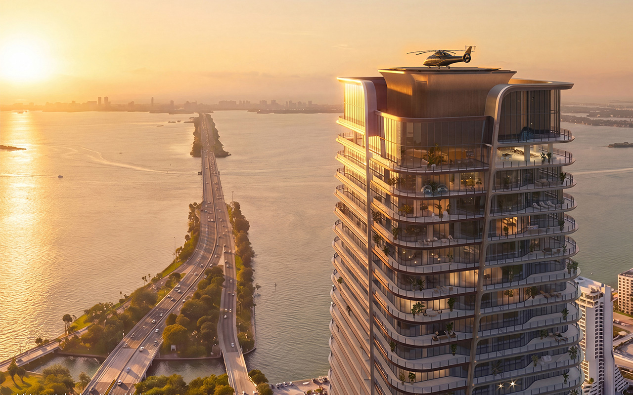 Rooftop helipad rendering at Anantara Miami Resort and Residences