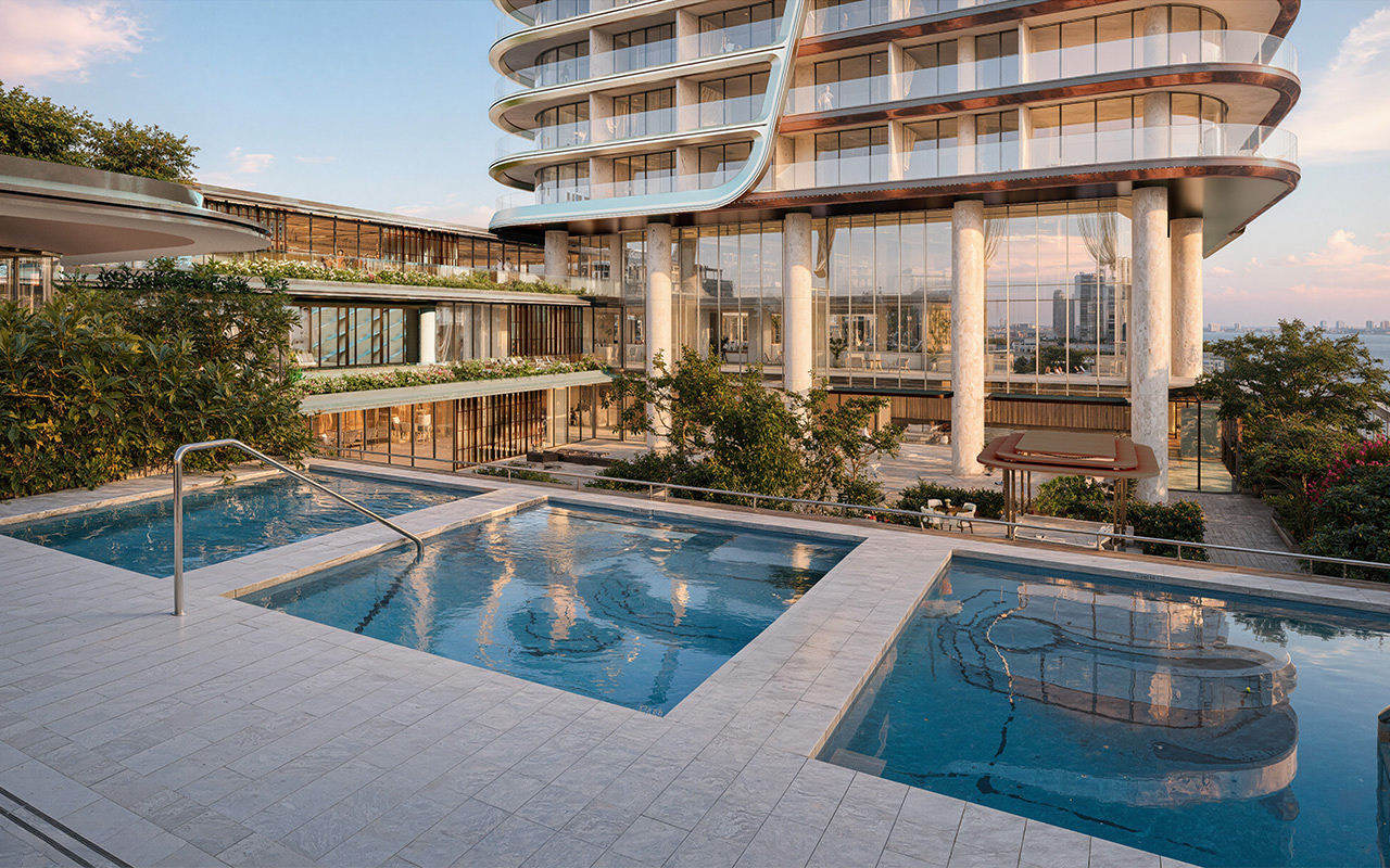 Pool deck rendering at Anantara Miami Resort and Residences