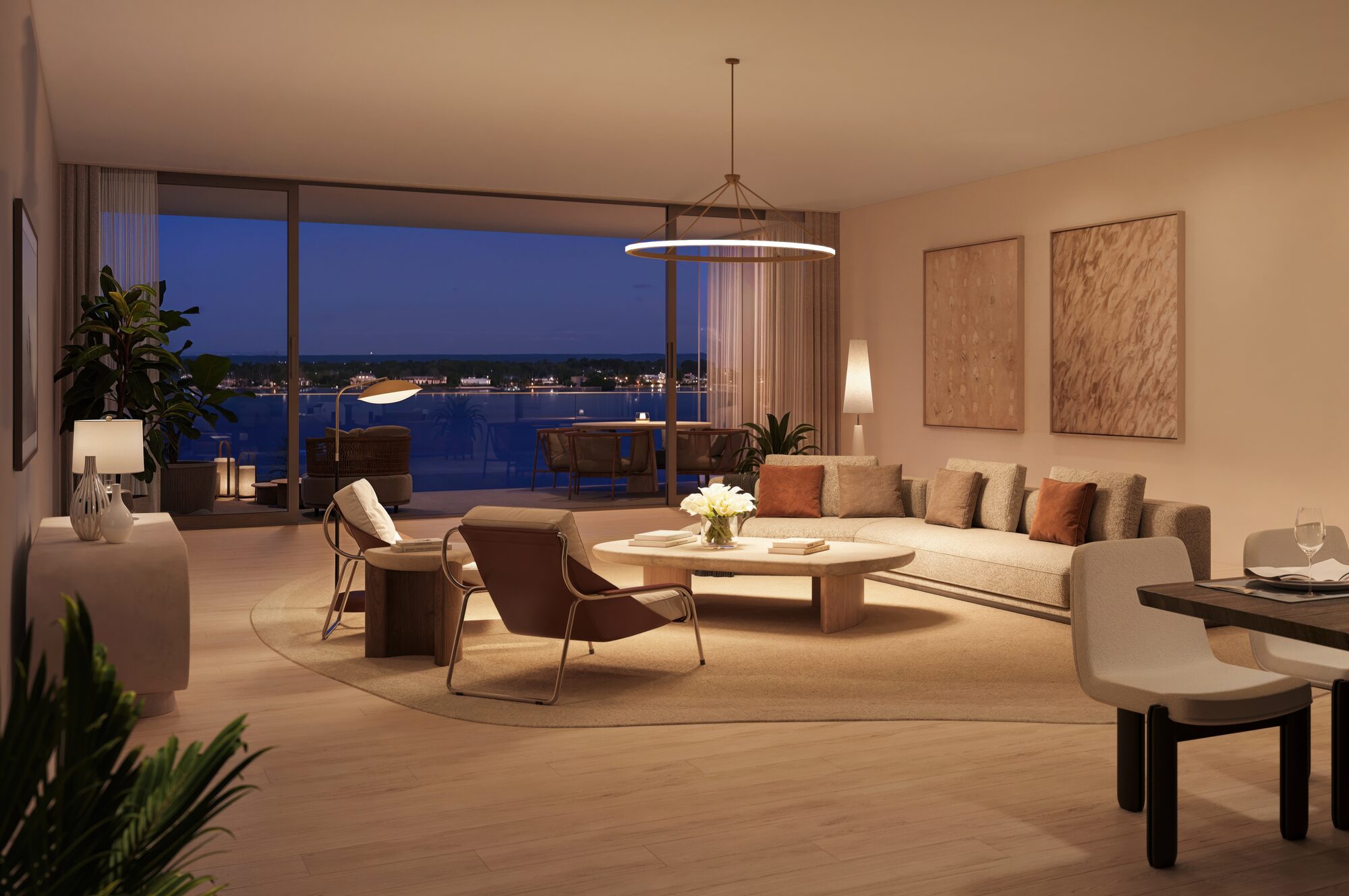 Great room interior rendering at Shorecrest West Palm Beach