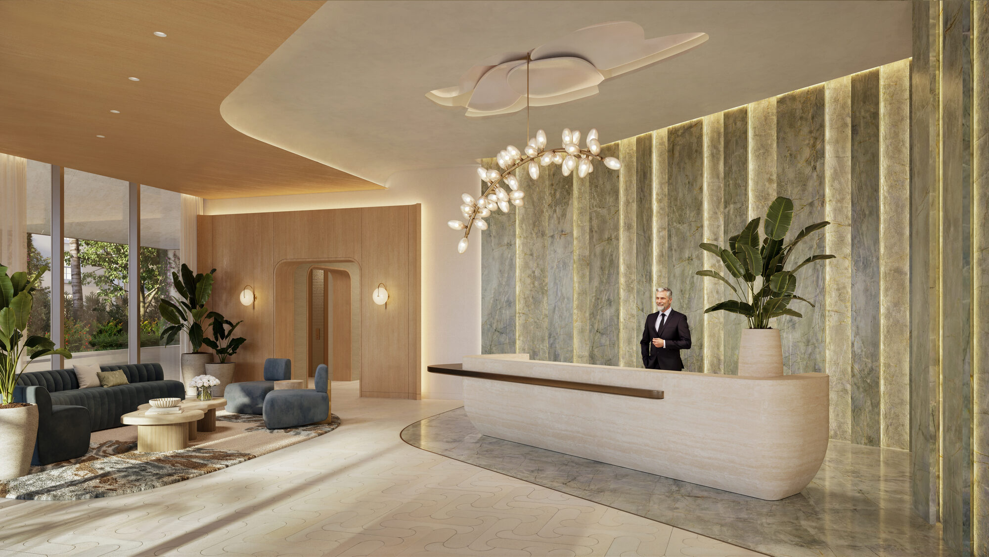 Lobby lounge rendering at Shorecrest West Palm Beach