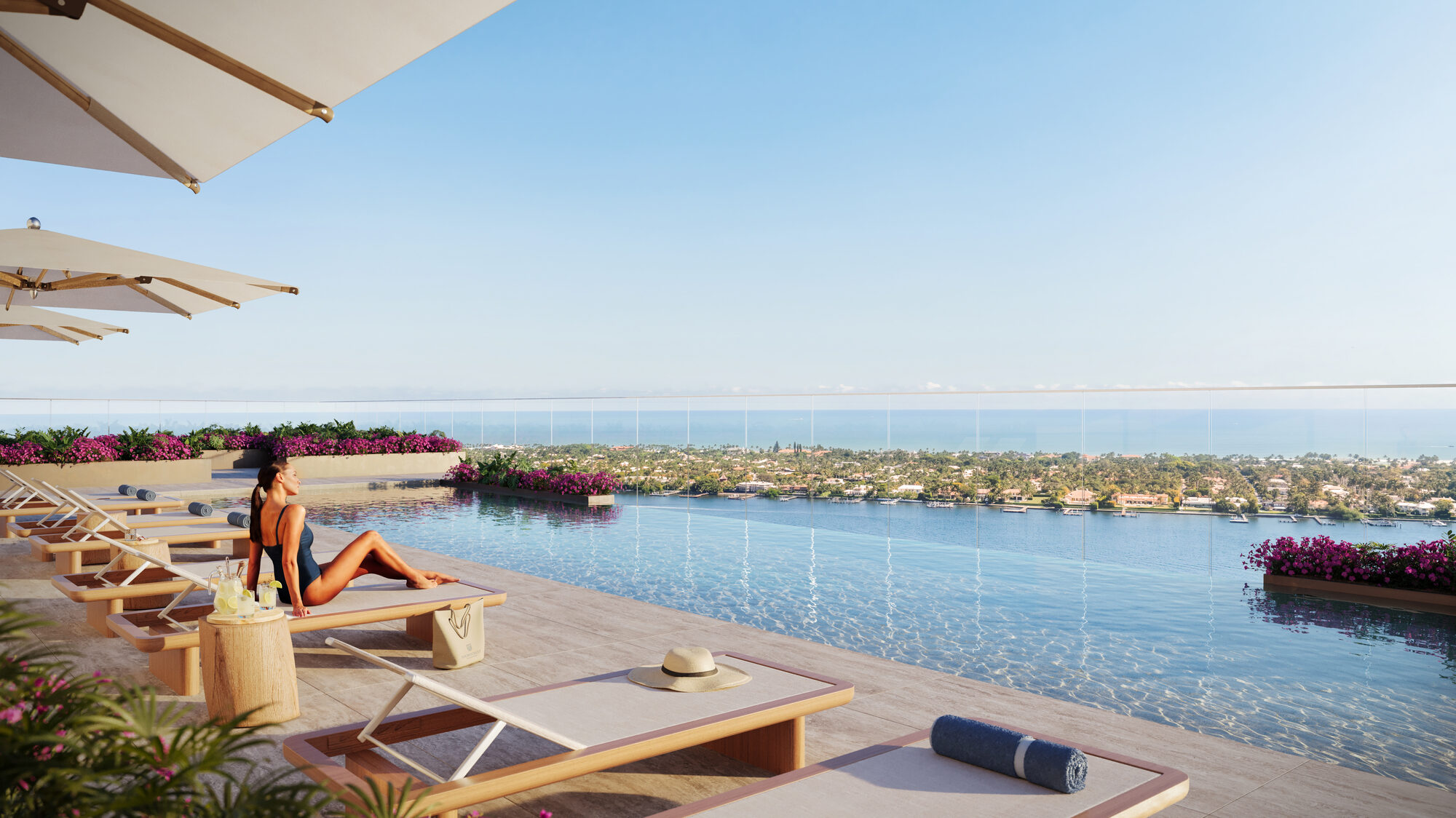 Rooftop pool deck rendering at Shorecrest West Palm Beach